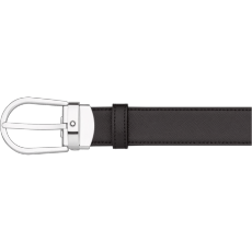MONTBLANC. Cintura reversibile nera/marrone in pelle saffiano